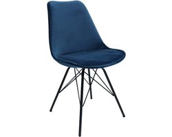 KICK® VELVET Kuipstoel Donkerblauw – Eetkamerstoel – Velvet – Zwart Frame