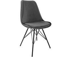 KICK® VELVET Kuipstoel Donkergrijs – Eetkamerstoel – Velvet – Zwart Frame