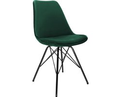 KICK® VELVET Kuipstoel Donkergroen – Eetkamerstoel – Velvet – Zwart Frame