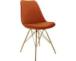 KICK® VELVET Kuipstoel Oranje – Eetkamerstoel – Velvet – Goud Frame