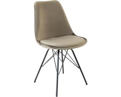 KICK® VELVET Kuipstoel Taupe– Eetkamerstoel – Velvet – Zwart Frame