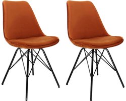 KICK® VELVET Kuipstoelen Oranje – Set van 2 – Eetkamerstoelen – Velvet – Zwart Frame