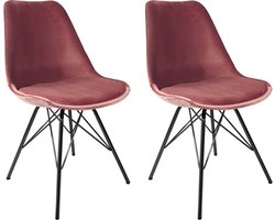 KICK® VELVET Kuipstoelen Roze – Set van 2 – Eetkamerstoelen – Velvet – Zwart Frame