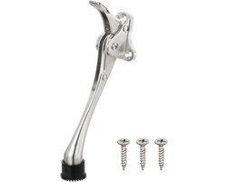 Kickdown deurstopper - Deurstop - 17.5cm - Deurstopperhouder - Meubelaccessoires - Deurvastzetters voor buiten - Kick-omlaag Deurstandaard - Hoogte verstelbare - Met rubberen voet en schroeven - Zinklegering - Geborsteld Zilver