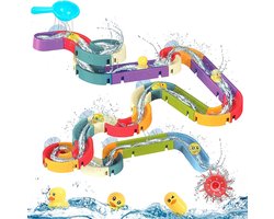 Kiddel XL Waterbaan & Glijbaan Badset – 66-delige DIY Waterbaan met Eendjes – Knikkerbaan Montessori Badspeelgoed voor Kinderen vanaf 3 Jaar