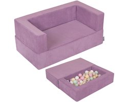 KiddyMoon Kinderbank En 100 Ballen/7Cm Voor Kinderen Zachte Schuimstof Sofa Licht Modulaire Sofa Veelzijdig Afneembare Hoes Perfect Om Te Spelen Leren En Ontspannen, Paars