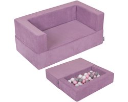 KiddyMoon Kinderbank En 100 Ballen/7Cm Voor Kinderen Zachte Schuimstof Sofa Licht Modulaire Sofa Veelzijdig Afneembare Hoes Perfect Om Te Spelen Leren En Ontspannen, Paars