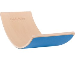 KiddyMoon Montessori Balance board boor kinderen - Houten speelgoed voor lichaamscoördinatie - Balanceren voor Baby's - Ontwikkeling - Glijbaan peuter - Vilt Blauw Natuurlijk