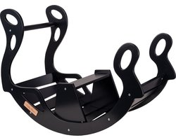 KiddyMoon Montessori wip voor kinderen Klimboog - Multifunctionele - Babygym Hout - Klimrek voor baby's - Wipwap - Speelgoed kinderkamer - Klimrek binnen - Montessorispeelgoed - Speeltoestel - Kinderspeelgoed - Zwart