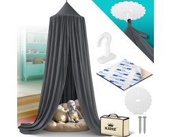 KIDIZ® Baby Klamboe Luifel voor kinderkamer Luifel voor babybed voor slaapkamer Incl. opbergtas | zonder boren | zoomlengte ca. 270cm | Klamboe Insectenbescherming Kinderspeeltenten - Antraciet