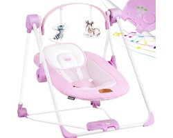 KIDIZ® Wipstoel Baby Elektrisch Babyschommel tot max 9kg - Schommelstoel voor Baby Swing met Speelboog en 5 schommelsnelheden - Roze