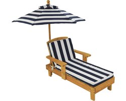 KidKraft 105 Houten ligstoel met parasol, tuinmeubilair voor kinderen