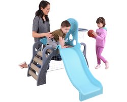 KidKraft 5-in-1 Sport Klimrek voor Peuters - Speeltoestel met Glijbaan, Voetbaldoel, Basketbalring en 3 Ballen - Hout, Binnen en Buiten