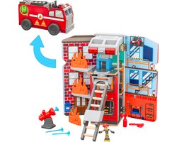 KidKraft Houten brandweerkazerne met 17 accessoires, licht en geluid