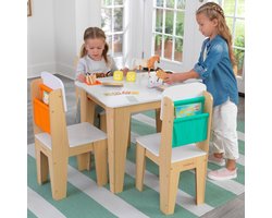 Kidkraft Houten kindertafel met 4 stoeltjes - Tekentafel - Activiteitentafel