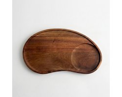 Kidney Acacia Koffietray – Met uitsparing voor kopje – Koffieplankje - 28,5 x 16,5 cm