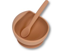 Kids Cultures - Baby Kommetje met Zuignap Incl. Lepel - Kinderkom, Kinderbord, Babybord, Kinderservies, Baby Servies, Babybestek - 100% Siliconen - Magnetron, Oven, Vriezer en Vaatwasserbestendig - Oud Roze