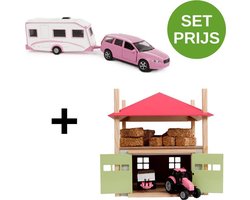 Kids Globe SET Kids-Globe-hooiberg-hout-met-berging+ volvo met caravan
