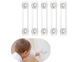 Kids Goods - Kinderslot kastjes - 5 Stuks - Transparant - Zelfklevend - Dubbel op slot - Kastbeveiliging baby - Ladeslot kind - Ladebeveiliging
