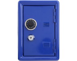 Kids Safe and Safe Box, Mini Money Box for Kids, Safe for Home, Small Metal Box with Lock (Blue)