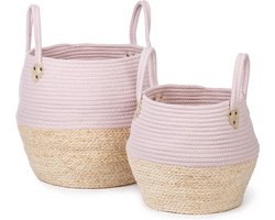 KidsDepot Kori Set Opbergmanden Roze / Naturel