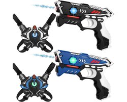 KidsTag lasergame set voor kinderen - 2 laserguns + 2 lasergame vesten - Vest Only functie - Lasergame Pistolen geschikt voor oplaadbatterijen - Leeftijd 6+