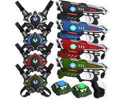 KidsTag lasergame set voor kinderen met 4 laserguns, 4 vesten en 2 Light Battle targets. Lasergame set met unieke Vest Only functie!
