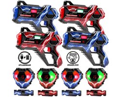 KidsTag V2 Lasergame Set voor Kinderen – 4 Oplaadbare Laserguns en Vesten met Achtersensoren – Indoor & Outdoor Lasergame Pistolen - Laser Tag Speelgoed Schietspel