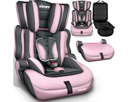 KIDUKU® Autostoel 9-36 kg (1-12 jaar) – Kinderzitje ECE R129/03, Groep 1/2/3 Autokinderstoel Kinderautostoel (Grijs/Roze)