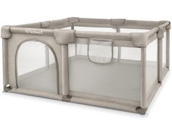 Kidwell-FANKO-babybox-kinderbox–130x130cm–voor binnen en buiten-beige-ademend gaas-EN71-gecertificeerd-6 tot 36 maanden