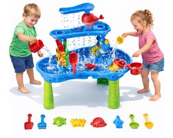 KidzKraze® Watertafel L - Zandtafel Kind – Activiteiten Tafel – Incl. Schepjes, Gietertjes & Zandvormpjes – Buitenspeelgoed - Waterspeeltafel - Waterbaan - Sensorisch Speelgoed