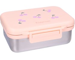 Kidzroom Nostalgia Broodtrommel - RVS lunchbox kinderen - Incl. divider - 1,8 liter - Roze