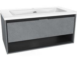 kielle Meara - Kast met wastafel 90 cm, beton/matzwart 50026S905