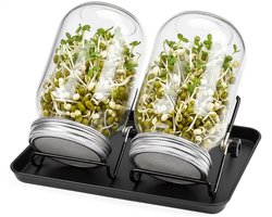 Kiempot - set van 2 - met houder - zwart