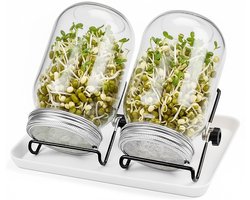 Kiempot - set van 2 - met houder - zwart-wit