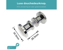 Kierr® Douchedeurknop Elegant RVS - Deurknopgarnituur -Moderne Douchedeur Handvat - Deurknop RVS - Glazen Schuifdeur Knop - Zilver RVS