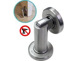 Kierr® Stop 200 hogere Deurstopper/ Deurvastzetter rvs magnetisch - Zonder boren en schroeven - Deuropenhouder - Zelfklevend - ook voor op Kunststof