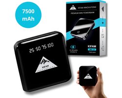 KIFAM Innovations Powerbank - compacte powerbank - 7500 mAh - LED indicatie - met zaklamp functie - 2x usb ingang - Inclusief USB kabel - noodpakket - geschikt voor iphone en samsung