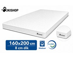 Kikishop Topdekmatras 160x200 – 8 cm HR Koudschuim – Afritsbaar & Wasbaar – CertiPUR® Gecertificeerd – Medium Hardheid – Comfort Matrastopper