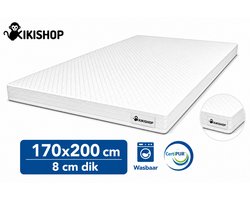 Kikishop Topdekmatras 170x200 – 8 cm HR Koudschuim – Afritsbaar & Wasbaar – CertiPUR® Gecertificeerd – Medium Hardheid – Comfort Matrastopper