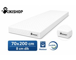 Kikishop Topdekmatras 70x200 – 8 cm HR Koudschuim – Afritsbaar & Wasbaar – CertiPUR® Gecertificeerd – Medium Hardheid – Comfort Matrastopper