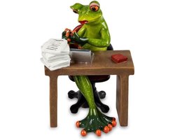 kikker beeldje - op werk - baan - afgeleid - 6x7x12cm