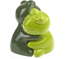 Kikker omarming zout- en peperstrooier, keramisch dieren cadeau