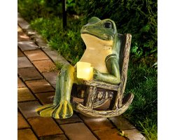 Kikkerfiguren voor Buiten met Zonne-energie en LED-verlichting - Tuindecoratie en Nachtlampje