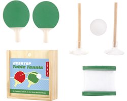 Kikkerland Tafeltennis set - Voor op je bureau of tafel - 2 batjes / 1 bal / 1 net / 2 paaltjes met zuignappen