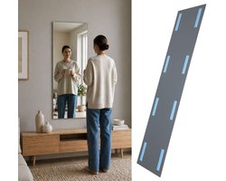 KILAMY XXL Plakspiegel 145 cm – 50 x 145 cm – Zelfklevende Passpiegel – Zonder Boren – Full Body Spiegel voor Deur