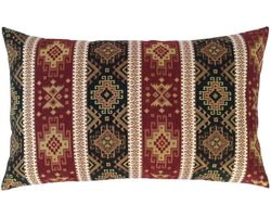 Kilim Sierkussen Bordeaux Rood Groen - Rechthoekig Lumbaalkussen Boho Decoratie voor Bank & Buiten