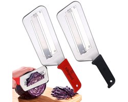 Killogood 2-delige koolsnijder, roestvrijstalen koolsnijder, multifunctionele groentesnijder, geschikt voor koude koolsalades, gemakkelijk schoon te maken en duurzaam keukengereedschap (zwart + rood)
