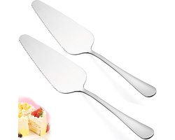 Killogood Bakkersgereedschap Set - 2-delige Taartensnijders - Roestvrijstaal - Goudkleurig Ontwerp - Universeel voor Taart - Pizza en Gebak - 2 Stuks Gekartelde Messen (voor Keuken - Restaurant - Feesten - Bruiloft)