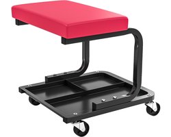 Killogood Draagbare gereedschapskruk, draagvermogen 135 kg, met zwenkwielen, afmetingen: 36,5 x 33,5 x 35 cm, rood.
